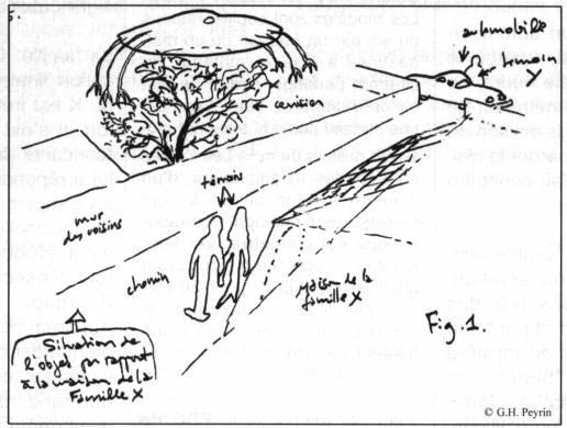 Croquis de la scène par l'un des témoins