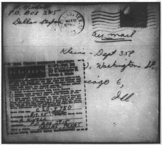 Lettre de commande du fusil de Oswald, sous un faux nom et à une boîte postale